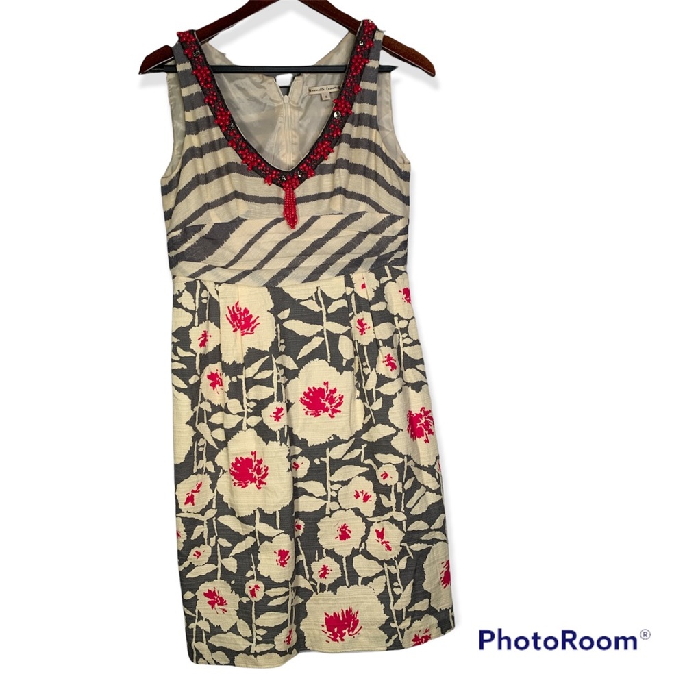 Nanette Lepore Linen Floral Sleeveless Dress Mini Size 10